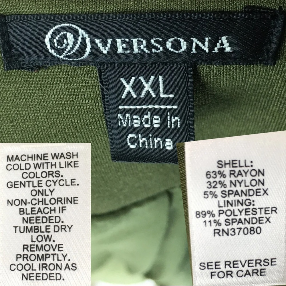 Versona Army Green Open Collarless Ponte Waist Length Blazer size XX-Large - Picture 13 of 14